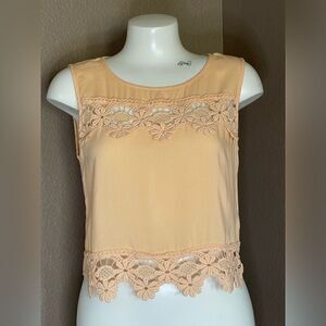 Phanuel pastel orange knit detail crop top size Large